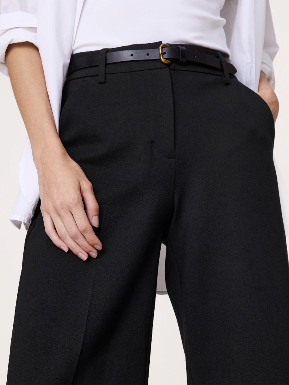 NWT Banana Republic HIGH-RISE PONTE CULOTTE // BLACK - Picture 3 of 5